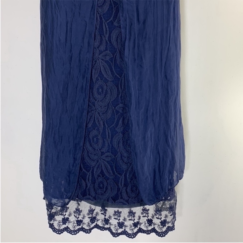 Amanti Italy Made Washable Pure Silk Lace Layered Shift Dress. XS. NWT. - Picture 12 of 14